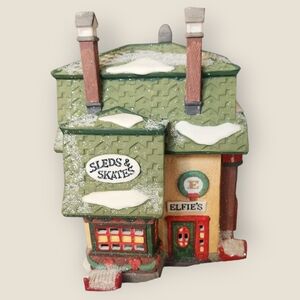 Elfie's Sleds & Skates North Pole Series Lighted Village Piece Dept 56 VTG 1992